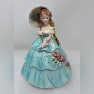 Vintage Josef Originals Lady Figurine w Parasol Fan